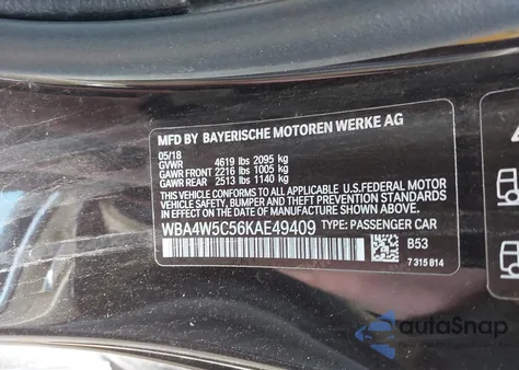 2019 BMW 430I xDrive z USA, uszkodzony, nr VIN WBA4W5C56KAE49409